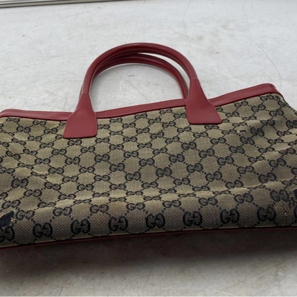 Gucci Beige and Burgundy Tote Bag - Picture 1 of 6